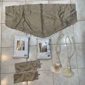 CHF & You Empire Silk Lined Curtain Panel Beige 75% Silk 40x84 in with tassels